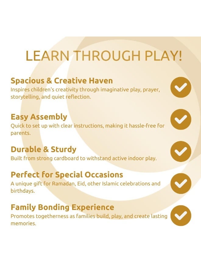 HilalFul Cardboard Gold Mosque Playhouse - | DIY Activity for Kids | Imaginative Play | For Indoor Play | Islamic Gift for Kids and Children | Eduactional and Learning Toy | Easy To Assemble - Image 4